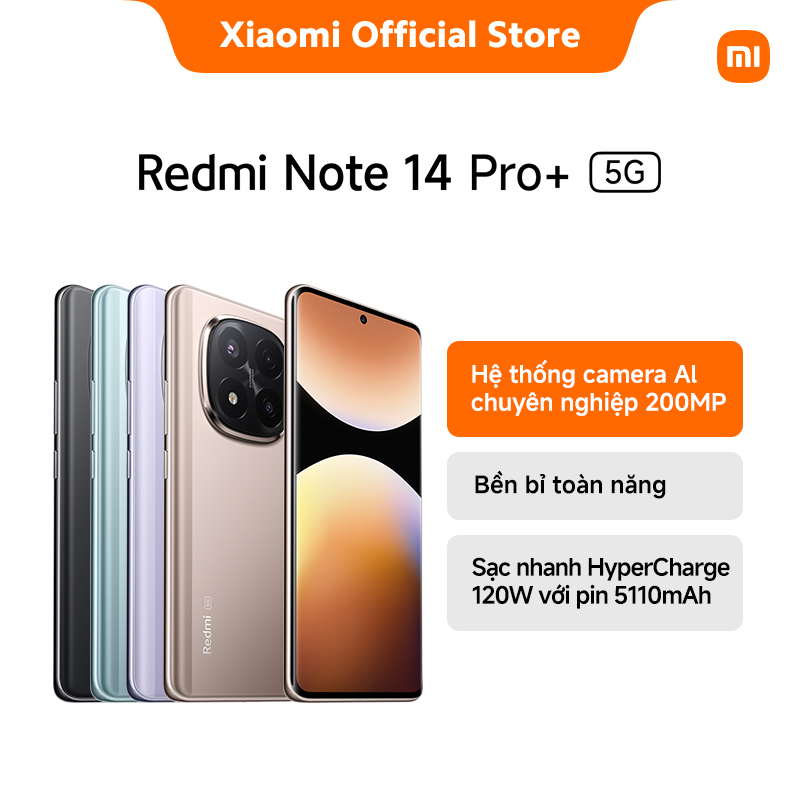 Điện thoại thông minh REDMI Note 14 Pro+ 5G (8+256GB) | Màn hình 6.67" | Snap 7S Gen 3 | Camera AI 2