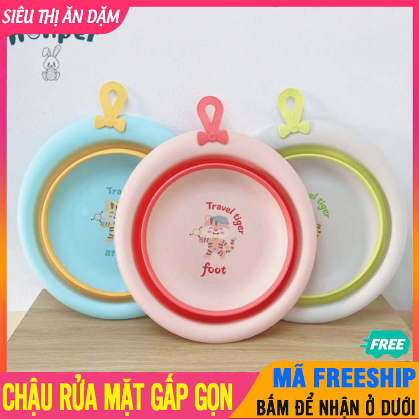 Chậu rửa mặt cho bé sơ sinh nhỏ gọn, tiện lợi, nhựa cao cấp, an toàn cho da bé, thành tay cầm - chậu tắm cho bé, thau, thau tắm em bé, chậu tắm cho em bé sơ sinh, chậu tắm ếch- chậu rửa mặt gấp gọn - btt00601