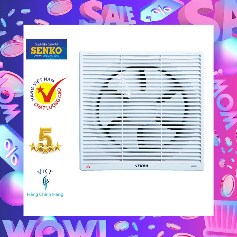 [FREESHIPMAX] Quạt Hút Thông Gió Âm Tường Senko H200 (35W) - Lỗ Khoét 25x25cm - Hàng Chính Hãng