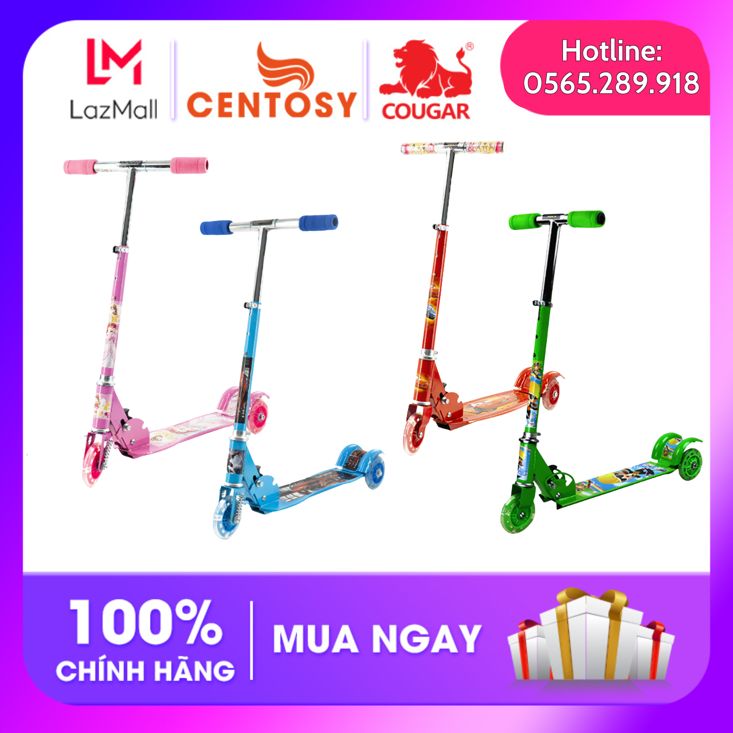 Xe Scooter 380 cao cấp, khung xe chất liệu thép không gỉ, bánh xe có đèn phát sáng