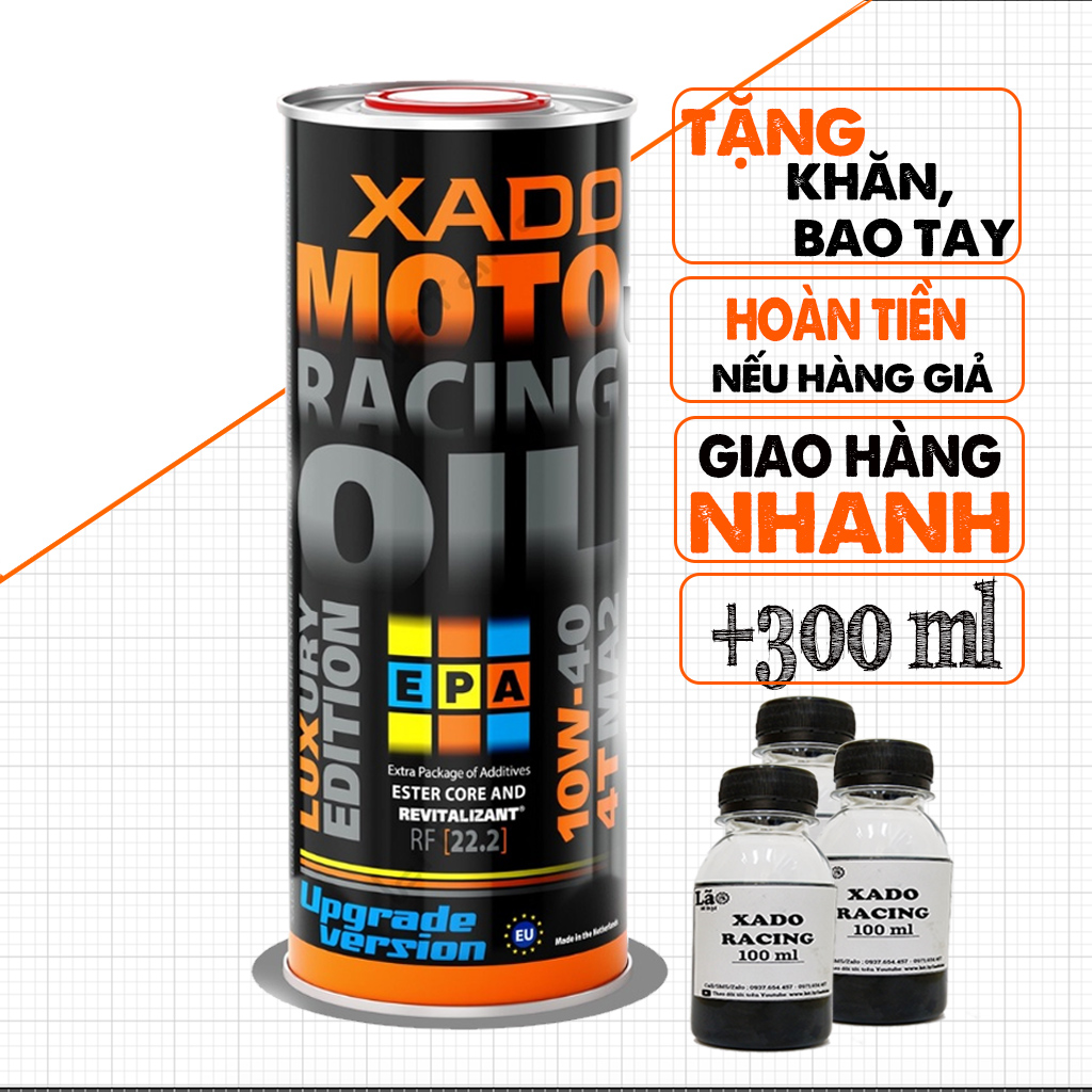 Bán 1.3 Lít Nhớt Xado Racing 10w40 Mẫu Mới, Nhớt Ester Full Tổng Hợp Cao Cấp Cho Xe Máy, Moto - Sản Xuất Tại Hà Lan