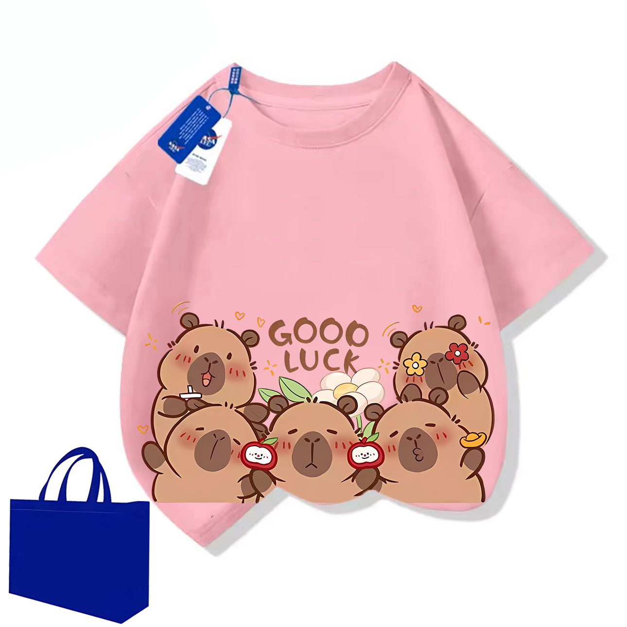 Áo thun cho bé KUDO size 10 - 40 kg họa tiết chuột lang nước capybara dễ thương chất vải 100% cotton tự nhiên - 2