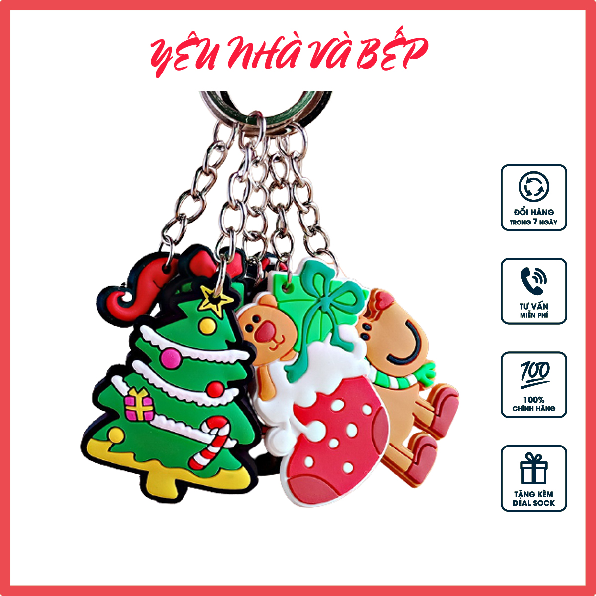 Quà tặng giáng sinh Noel, móc chìa khóa, móc khóa họa tiết Noel siêu cute