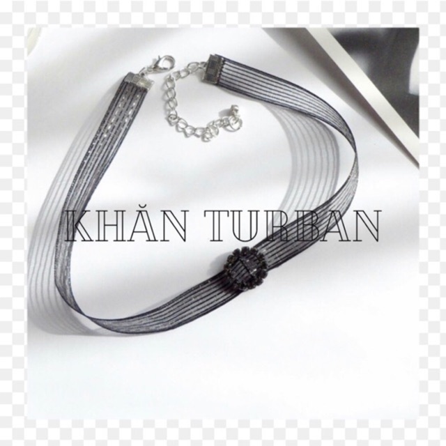 Choker ren đính đá - Vòng cổ màu đen đính hạt - Khăn turban