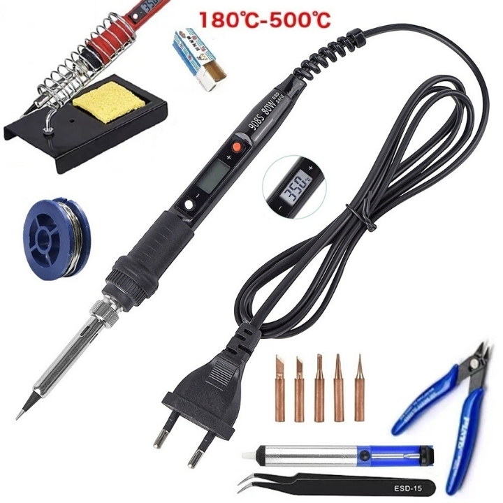 Mỏ hàn thiếc 80w có màn hình LCD chỉnh nhiệt kèm đầy đủ phụ kiện