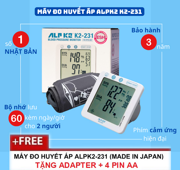 máy đo huyết áp điện tử ALPK2 K2-231 made in Japan