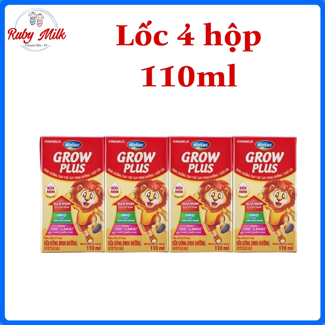 Lốc 4 hộp Sữa bột pha sẵn Dielac Grow Plus 110ml