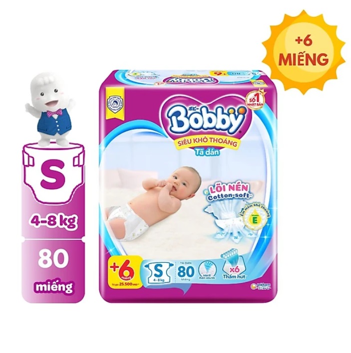 Bỉm/tã dán bobby size s80/s80+6m