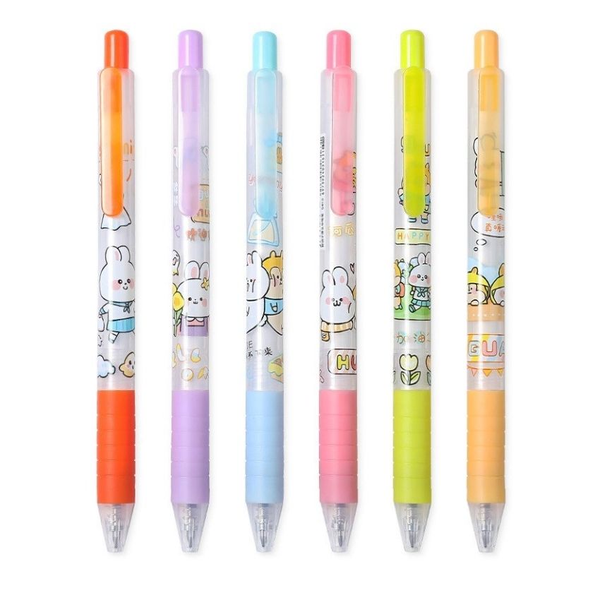 Bút gel bấm mực đen 0.5 Resun thỏ trắng (1 Bút) dễ thương DecorMe Viết mực gel phụ kiện văn phòng phẩm