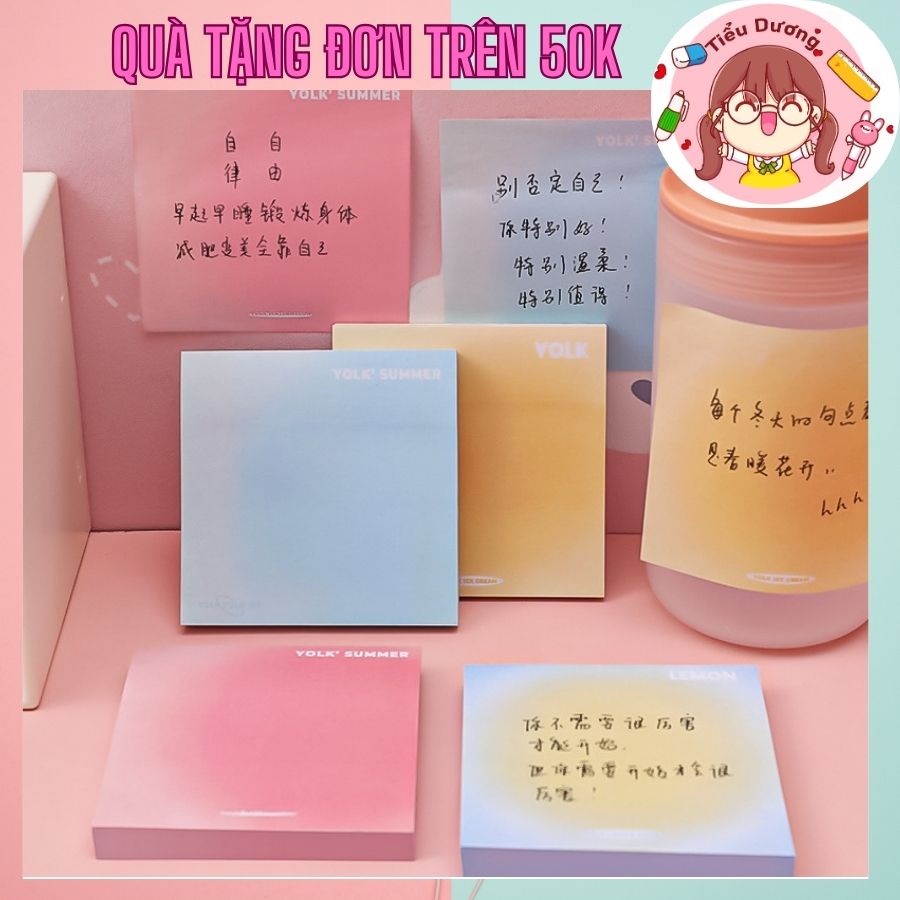 Giấy note màu gradient cute ghi chú văn phòng phẩm tập 50 tờ - giấy note ghi chú decal - đồ dùng học tập