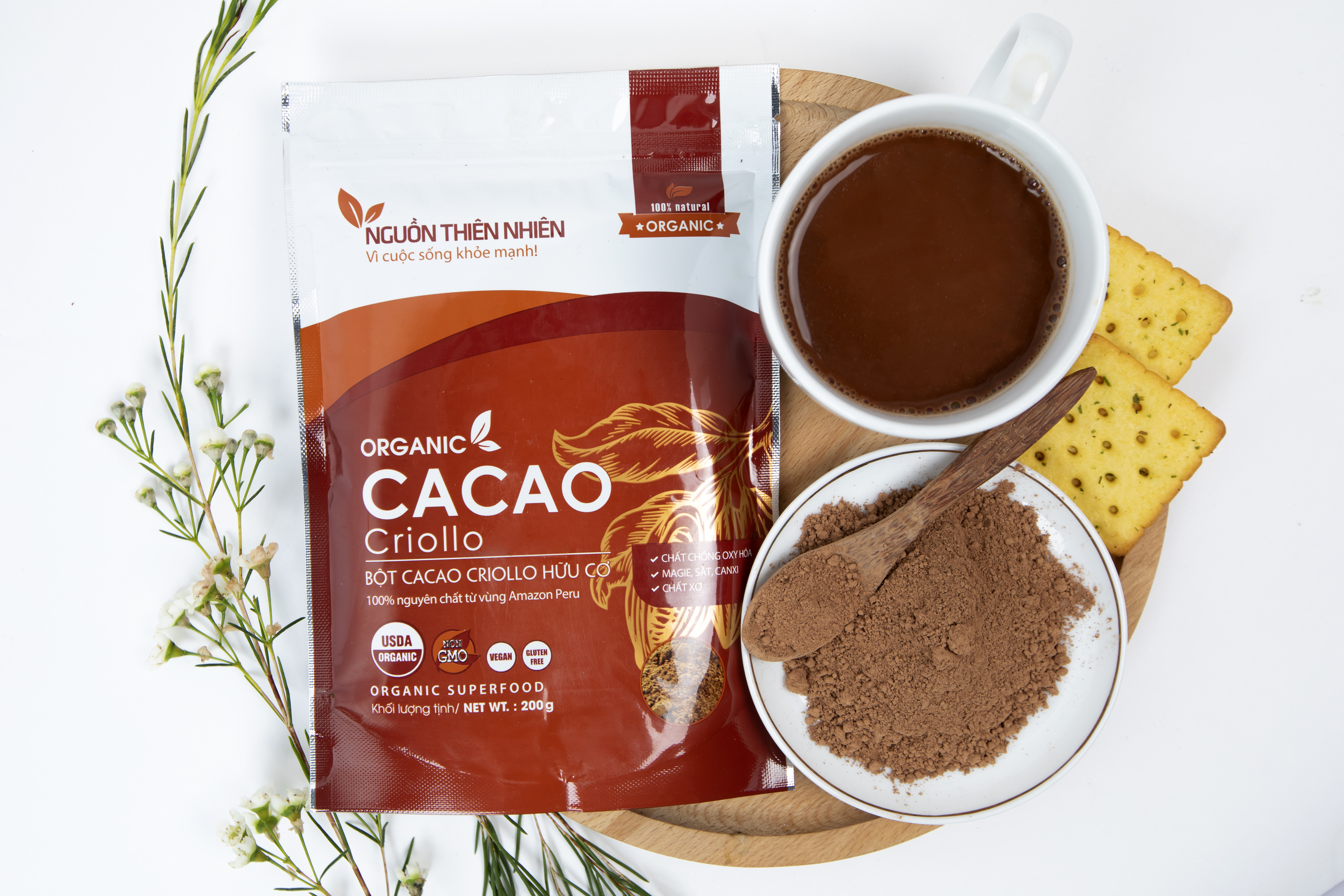 3 gói bột cacao criollo hữu cơ nguyên chất peru-chứng nhận hữu cơ mỹ usda 2
