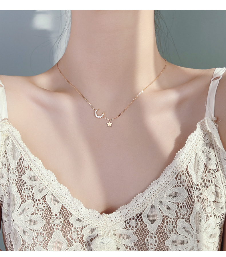 Dây chuyền nữ ngôi sao mặt trăng lấp lánh phong cách hàn dcstarmoon3