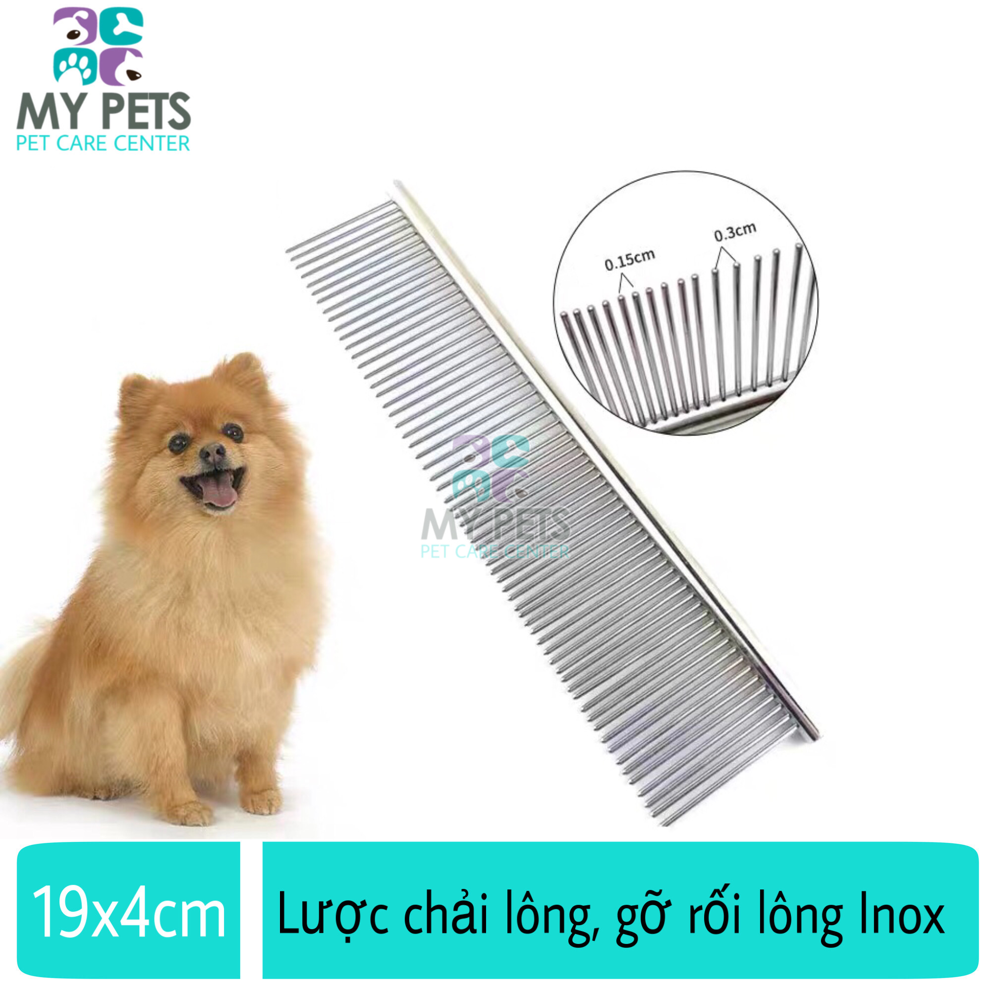 Lược chải lông - Gỡ rối lông cho chó mèo chất liệu inox