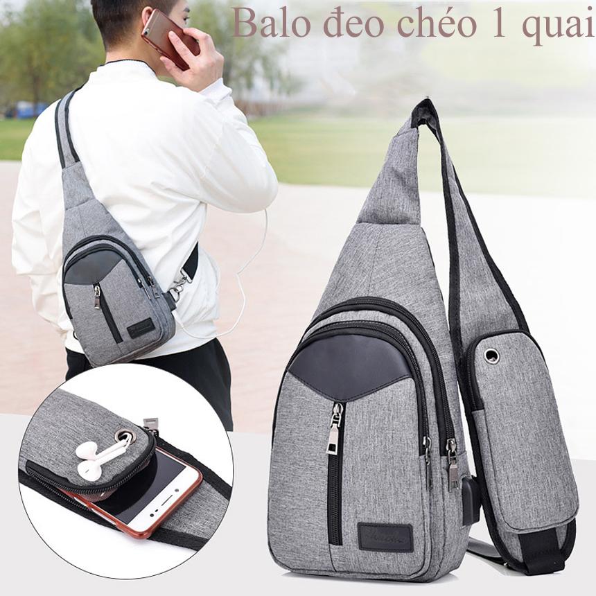Balo đẹp, balo nam, túi sách đeo chéo, túi nam ,Loại balo nam đeo chéo 1 quai loại cao cấp, chất vải chắc chắn, chống nước, có hỗ trợ cổng sạc USB, phong cách thời trang cho phái nam