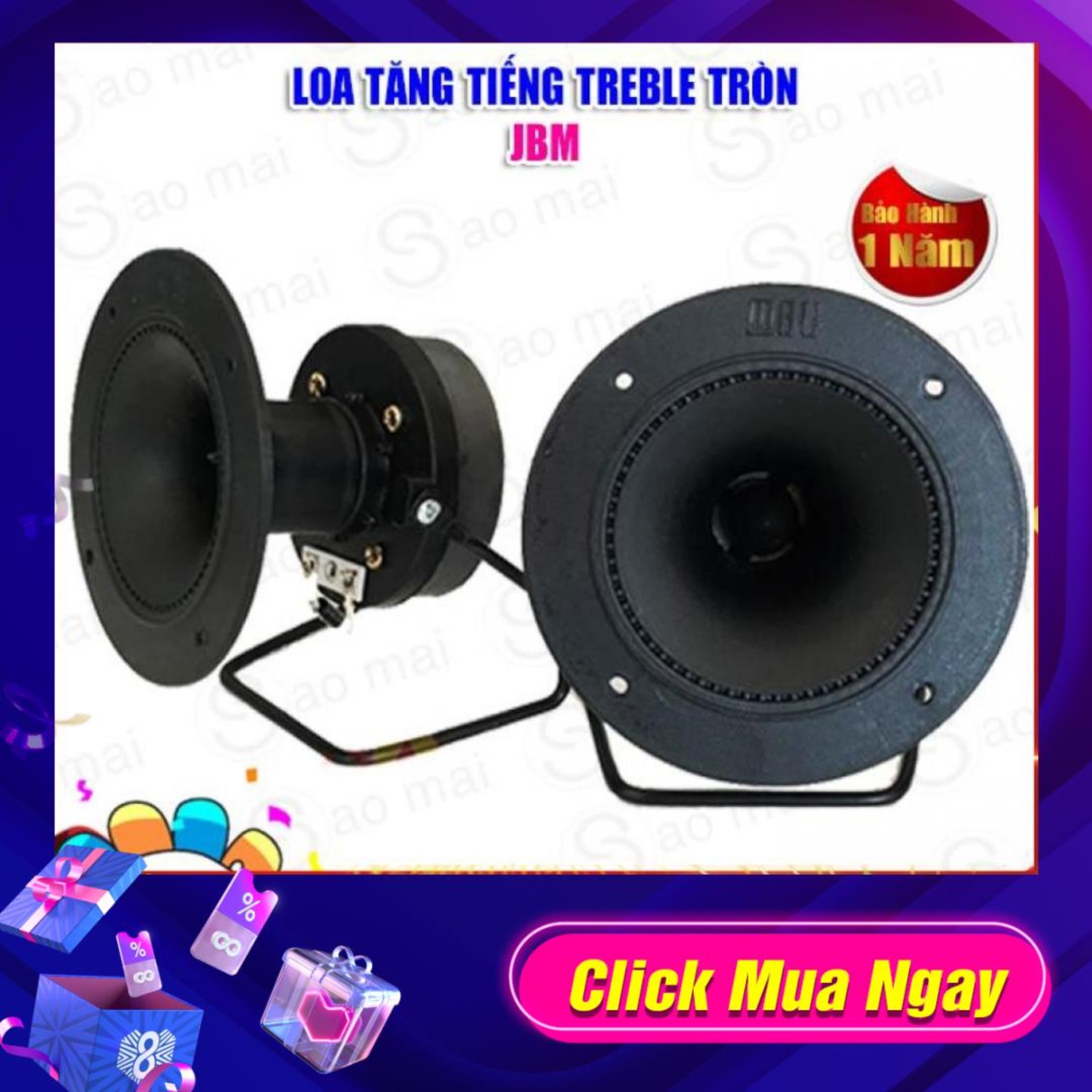 Bộ 2 Loa Treble JBM 200W họng Tròn, Bổ sung cho dàn thiếu treble ( Tặng tụ và dây loa )