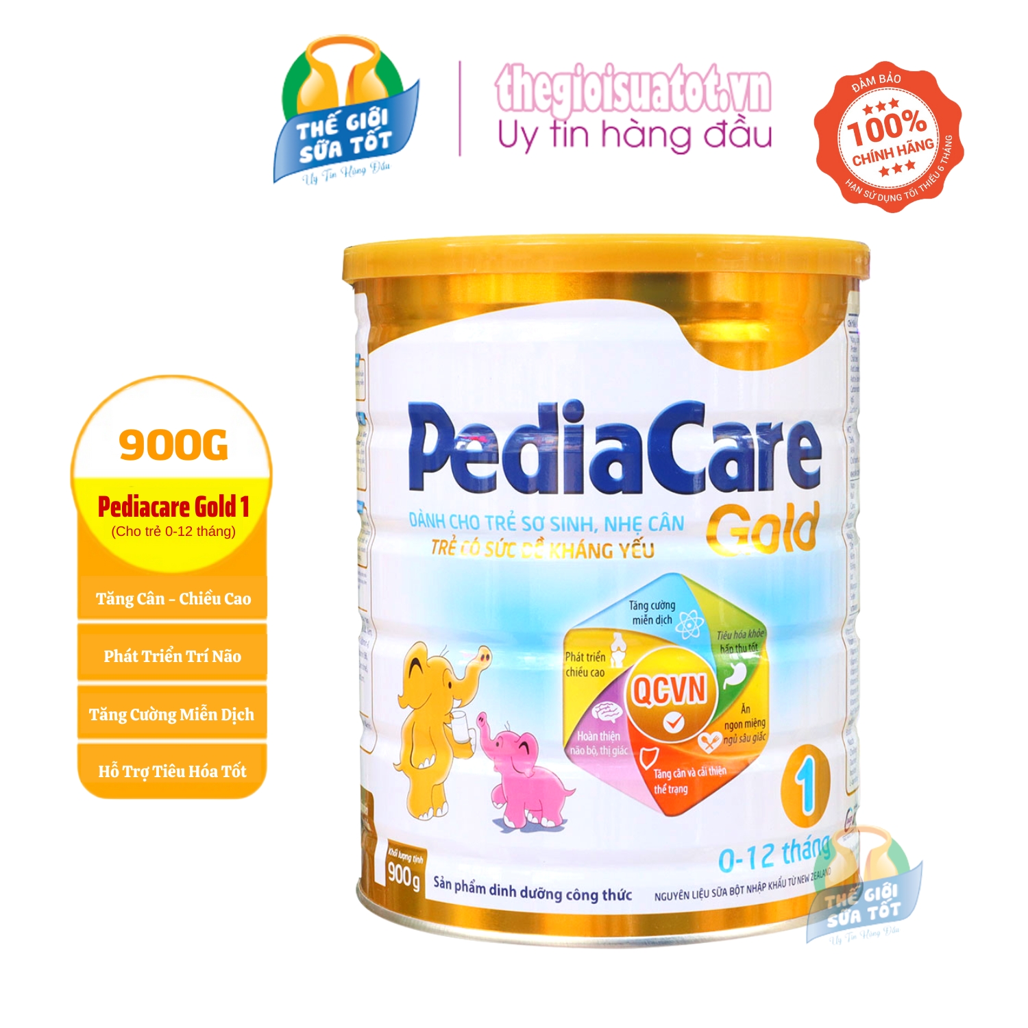 Sữa Bột Pediacare Gold 1 dành cho trẻ Từ 0-12 Tháng Tuổi Biếng Ăn, Chậm Lớn 900g