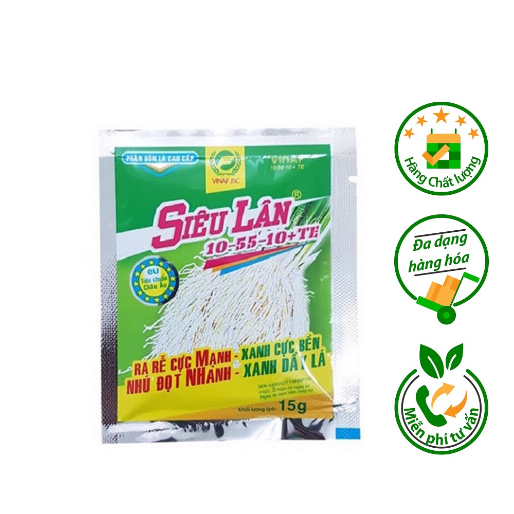 10 gói siêu lân xanh 10-55-10+te gối 15g - hiệu quả cao