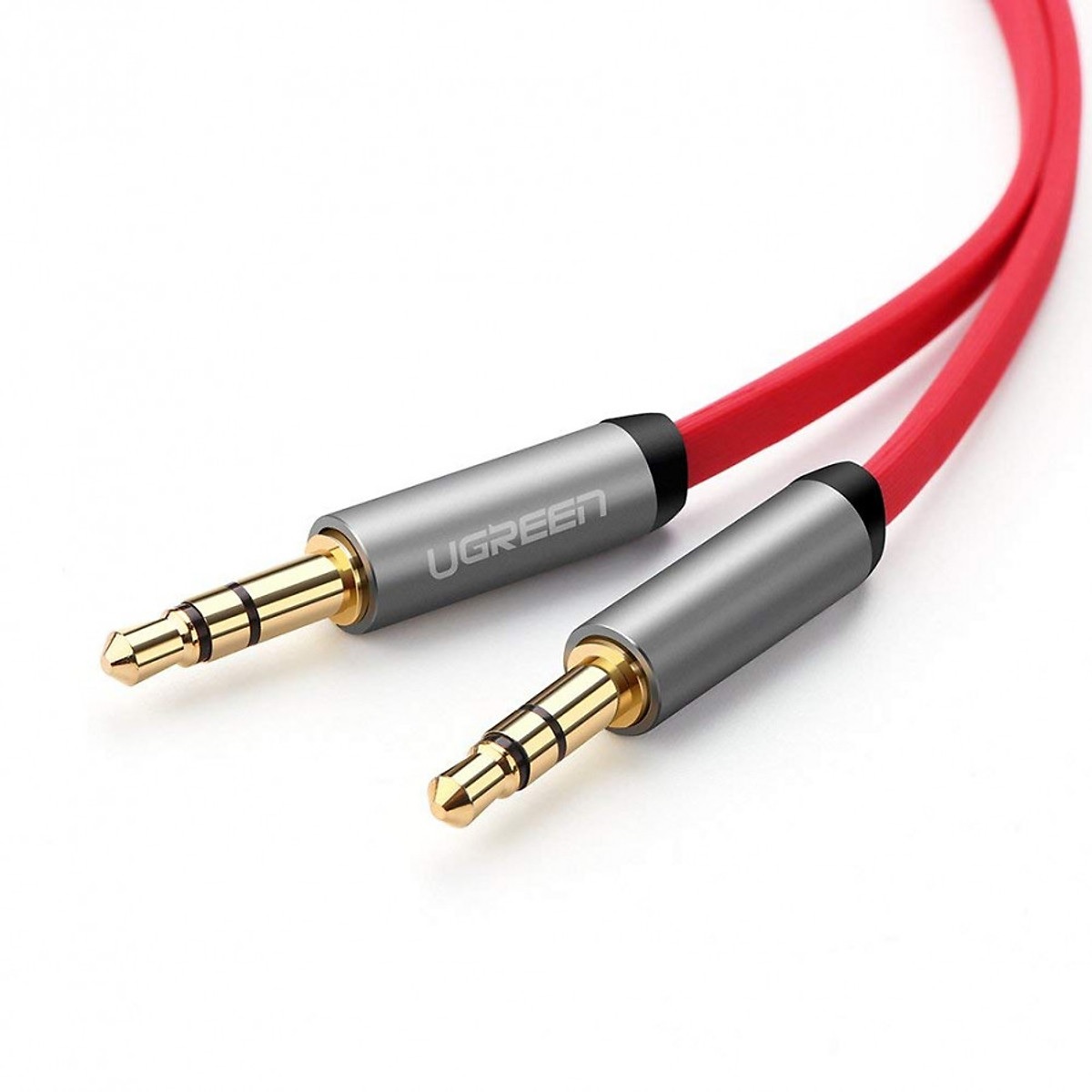 Ugreen 10796 5m đỏ cáp âm thanh 2 đầu 3.5mm dương dây dẹt av119
