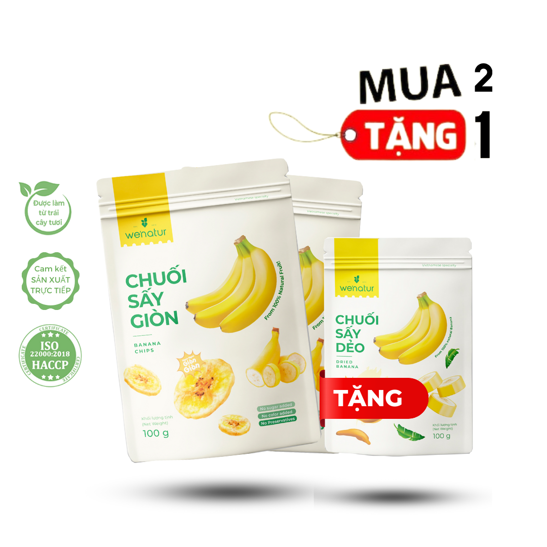 Combo 2 gói chuối sấy giòn tự nhiên we'natur 100g