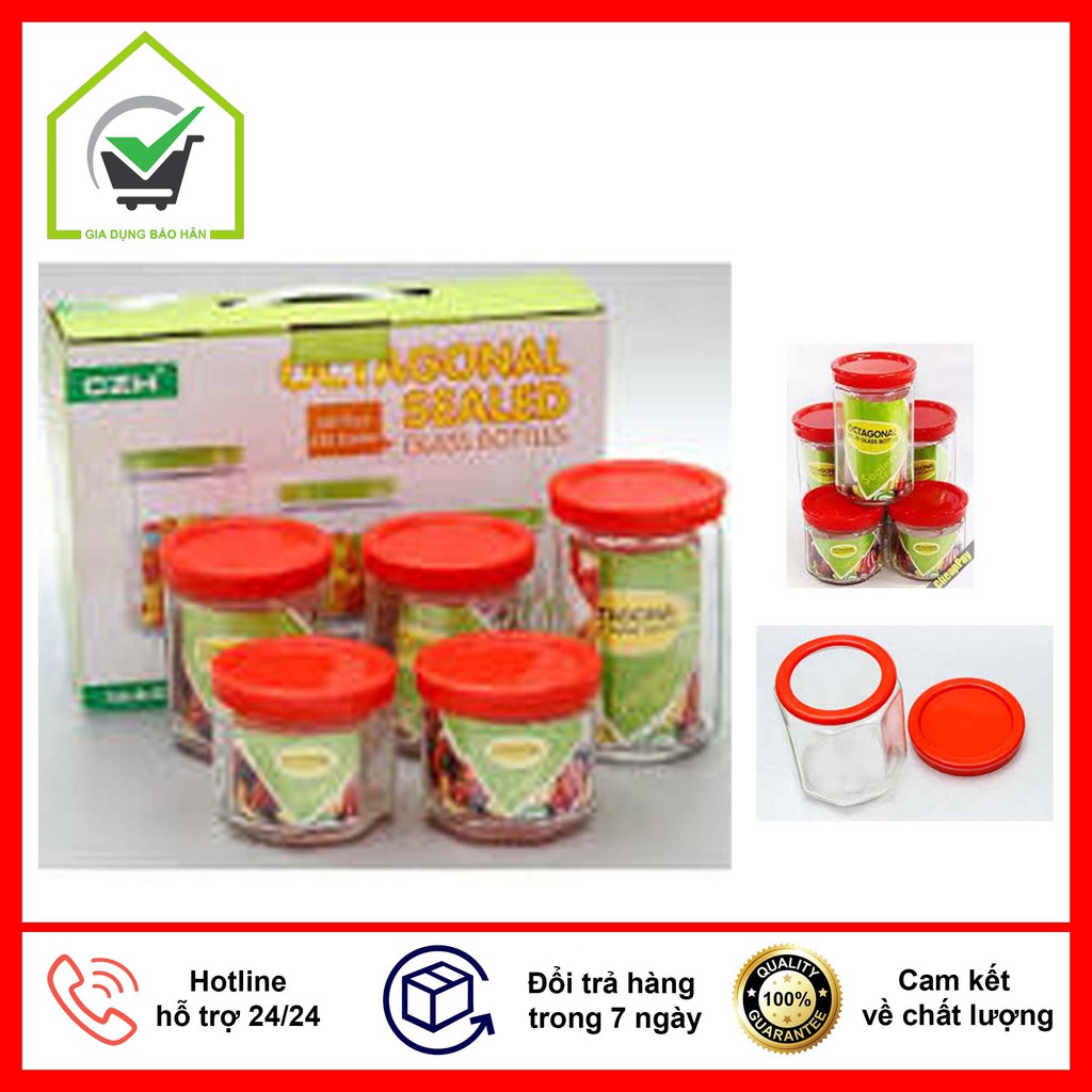 Lọ thủy tinh - bộ 5 lọ thủy tinh đựng gia vị