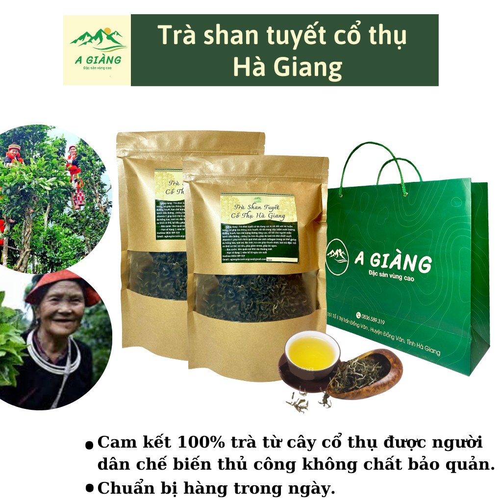 Trà shan tuyết cổ thụ Hà Giang lục trà shan tuyết cổ thụ Hà Giang trà xanh cổ thụ loại xịn ngọt hậu trà shang tuyết cổ thụ gói 500gr