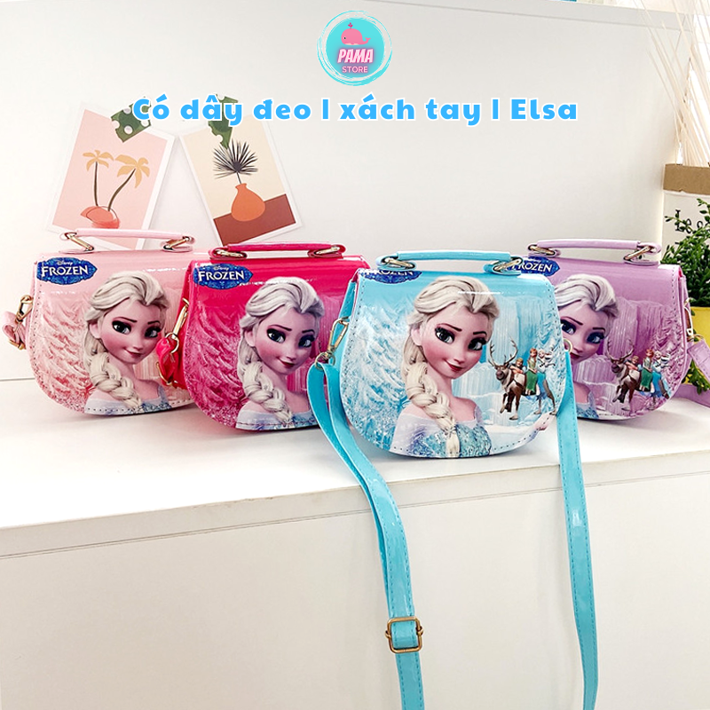 Túi xách Elsa bé gái da PU chống nước, túi đeo chéo Elsa cho bé gái có dây đeo tay xách bằng da Pama STORE PK92