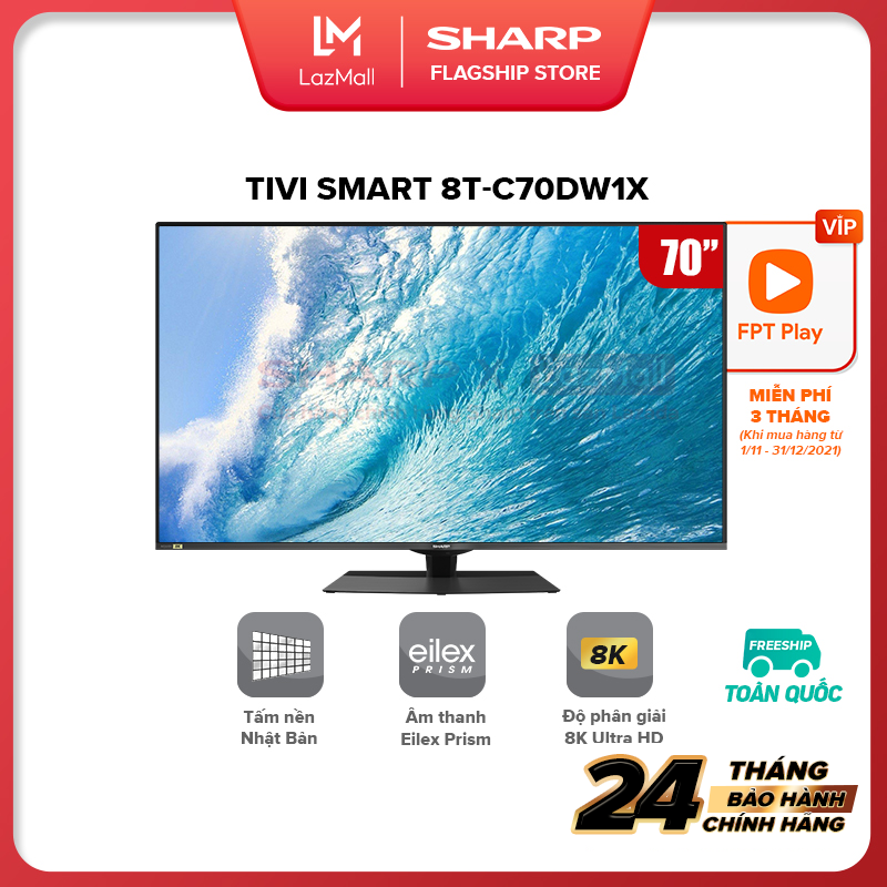 [Voucher 5 triệu] Smart TV 70 inch 8K 8T-C70DW1X Hàng Malaysia [Android 10.0 Tìm Kiếm Bằng Giọng Nói] - Hàng Chính Hãng Bảo Hành 24 tháng - Miễn phí nhân công lắp đặt toàn quốc