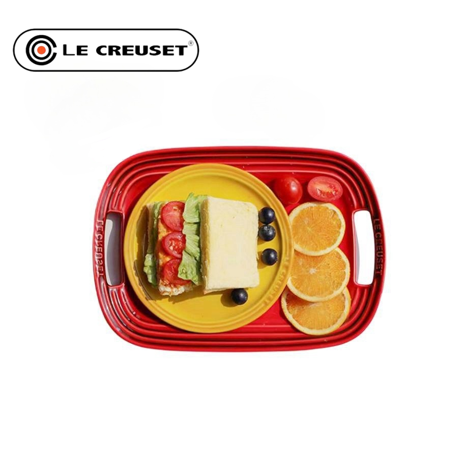 LE CREUSET Nhà đĩa hoa quả hình chữ nhật trên khay gốm Pháp