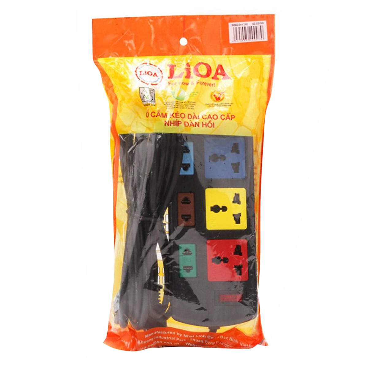 Ổ cắm điện 3d + 3s dây 3m x 2 lioa 3d3s32 - đen
