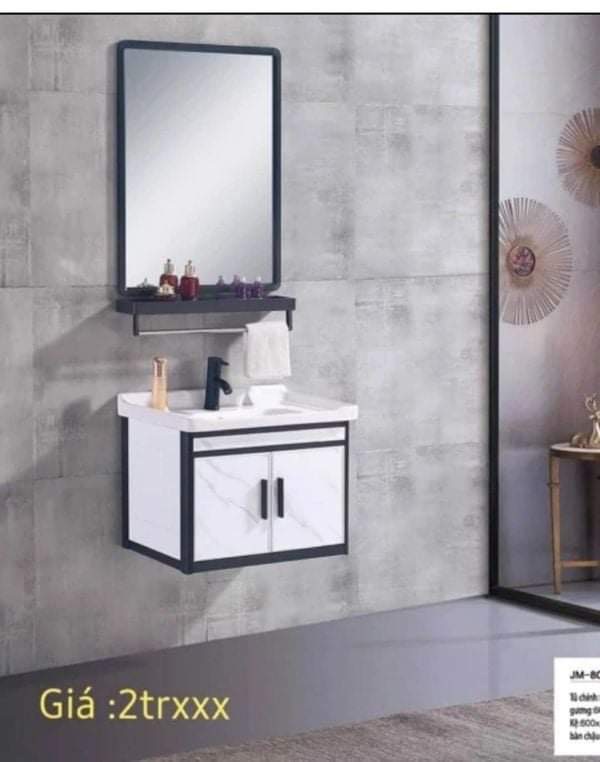 Combo Tủ lavabo trắng đen