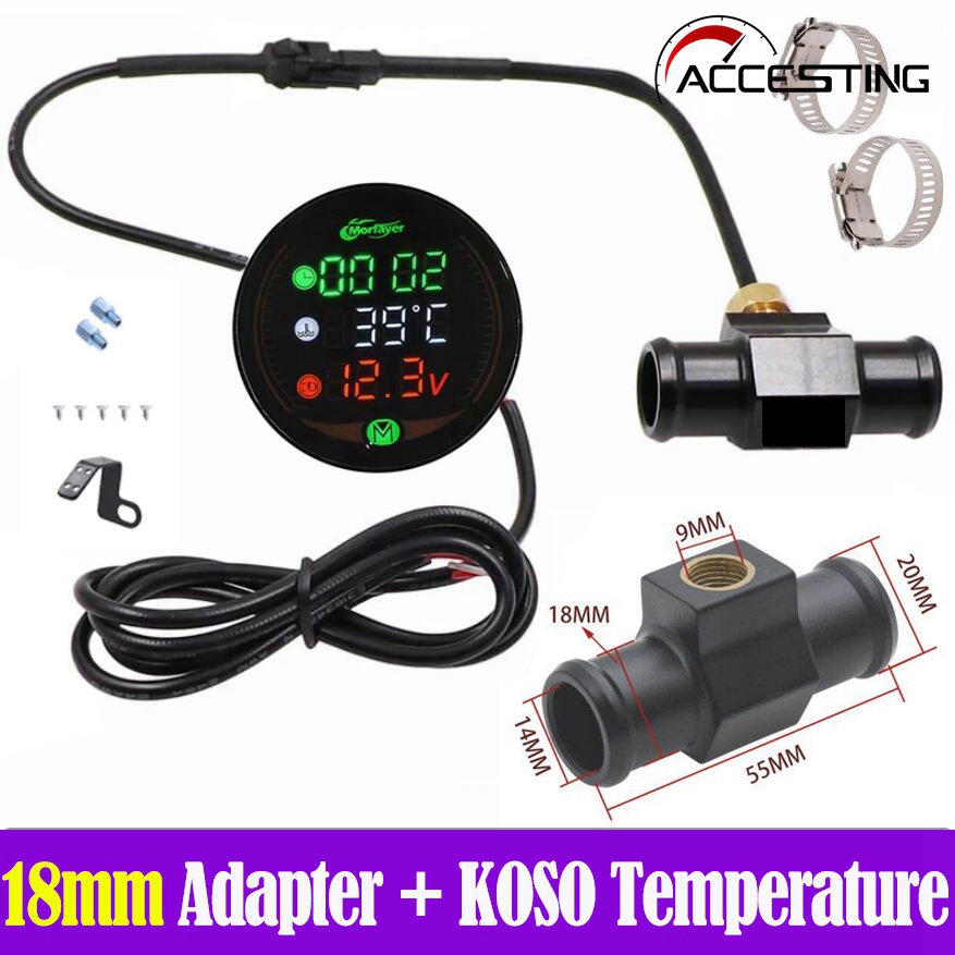 KOSO 5 in 1 Round Water Temperature Adapter Sensor Hour Counter Meter Volt Gauge For NMAX 300 PCX CB500X Motorcycle Electronics Accessories