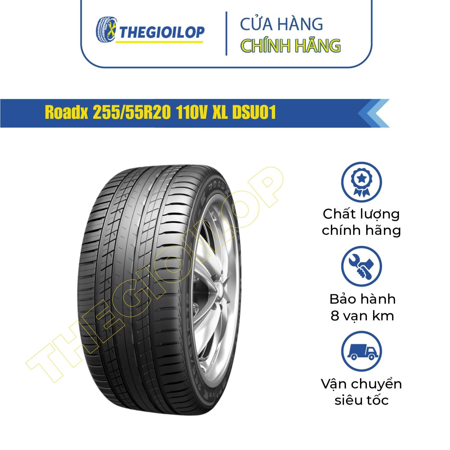 Lốp xe ô tô Roadx 255/55R20 110V XL DSU01 - Lắp xe Ford Everest