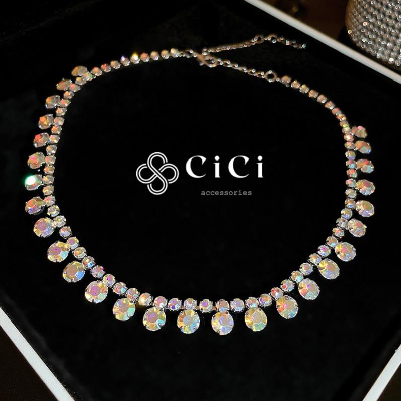 Vòng cổ nữ choker CiCi Accessories đính đá lấp lánh dạng chuỗi phụ kiện trang sức nữ thanh lịch - VC09