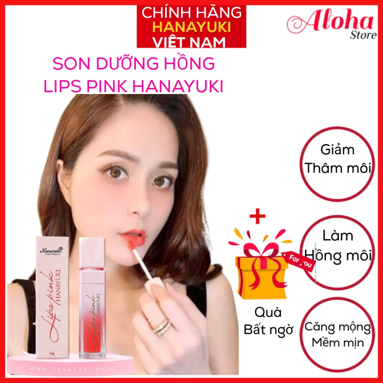 Son dưỡng hồng môi hanayuki lips pink hanayuki xóa thâm môi làm hồng môi - aloha store