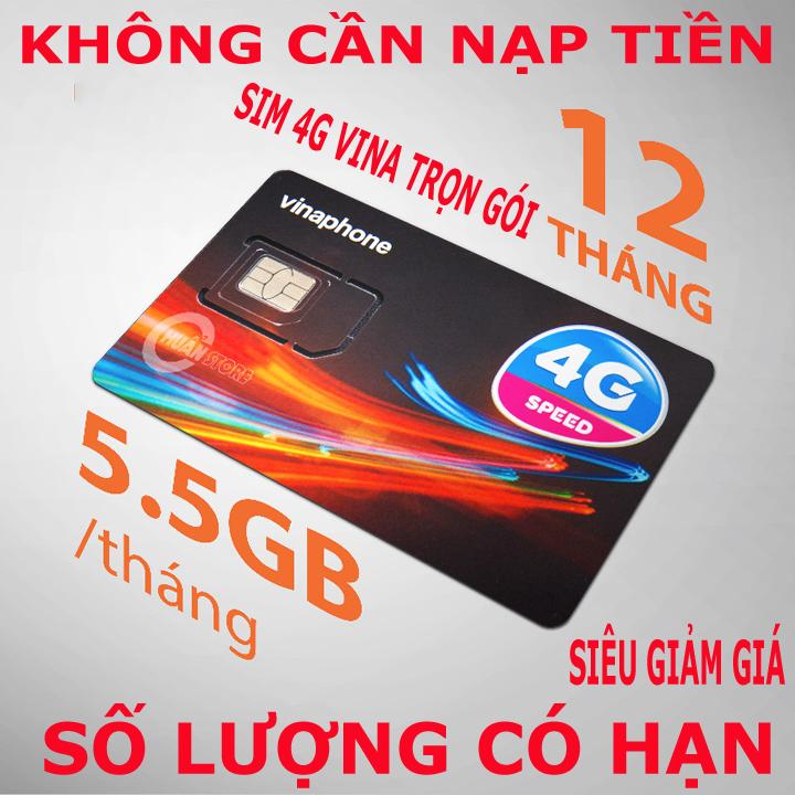 SIM 4G TRỌN GÓI 1 NĂM KHÔNG CẦN NẠP TIỀN HÀNG THÁNG Vina D500 Tặng 60Gb 1 năm Vinaphone mạng khỏe sóng tốt FREESHIP - CHƯA KÍCH HOẠT.