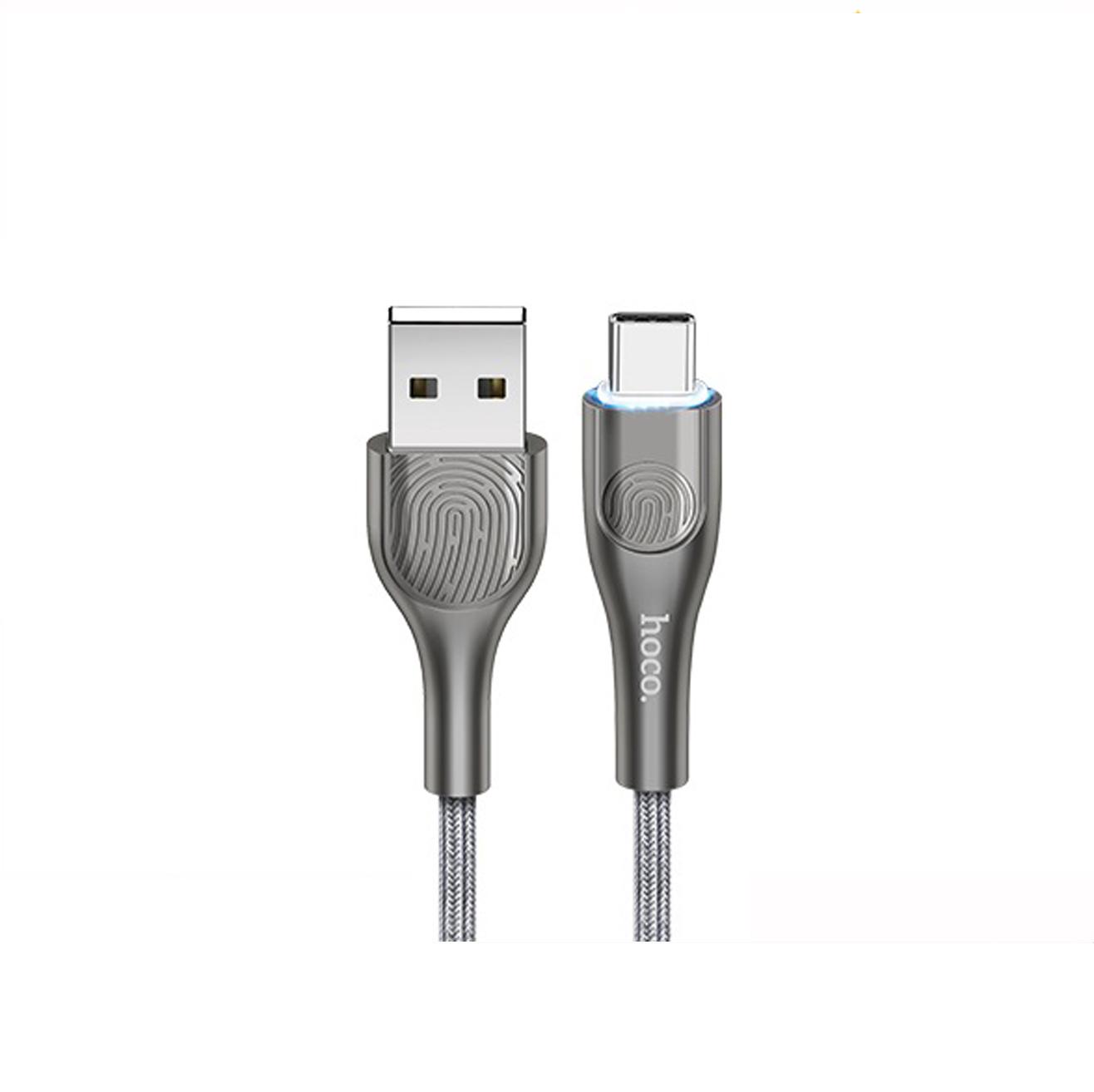 Cáp sạc nhanh hoco u59 type-c hỗ trợ sạc nhanh qc3.0 dây dù 1.2m có đèn báo sạc