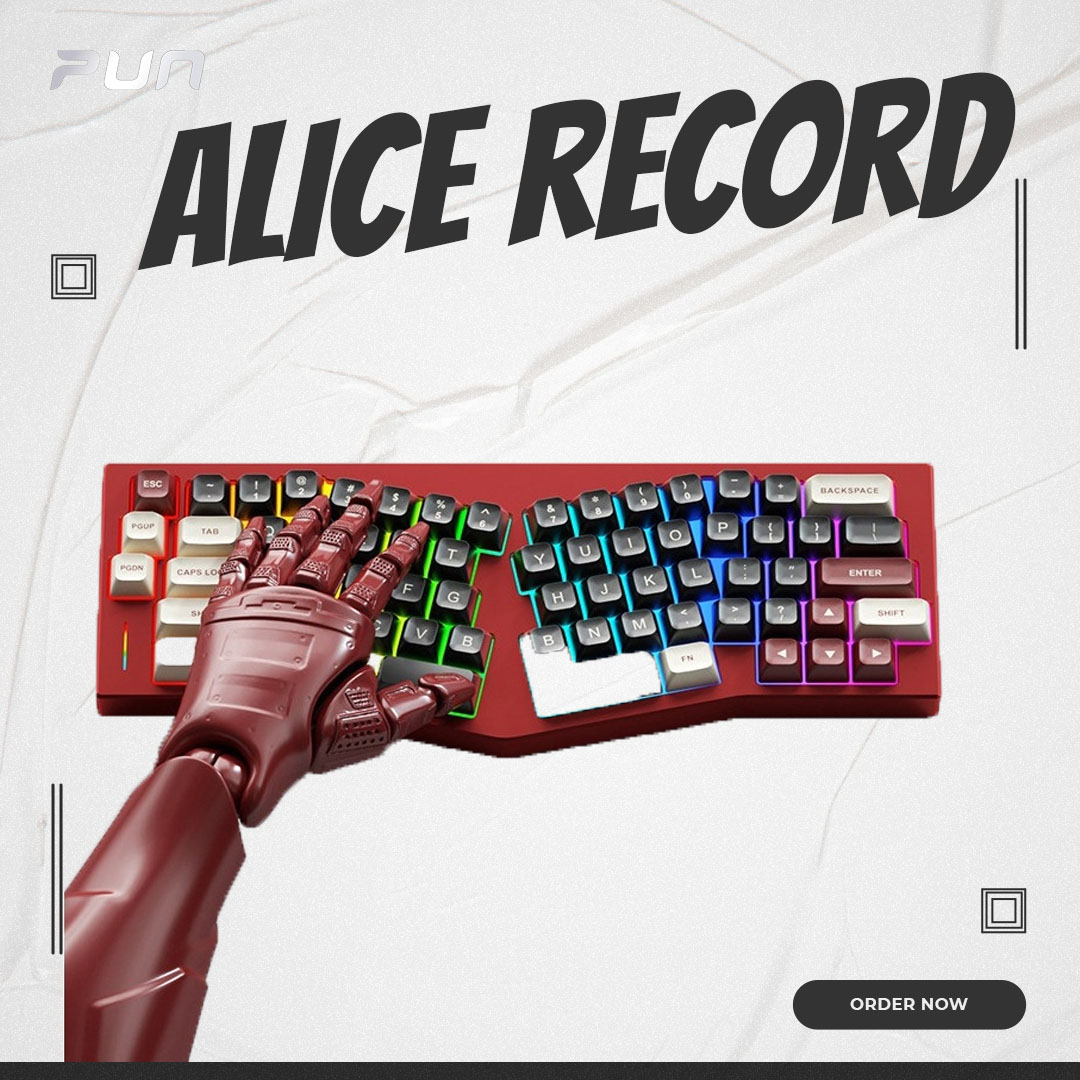 KIT Bàn Phím Record Alice- Nhôm CNC - 3 Mode - Tạ Đáy - Hotswap - Mạch Xuôi - Led RGB
