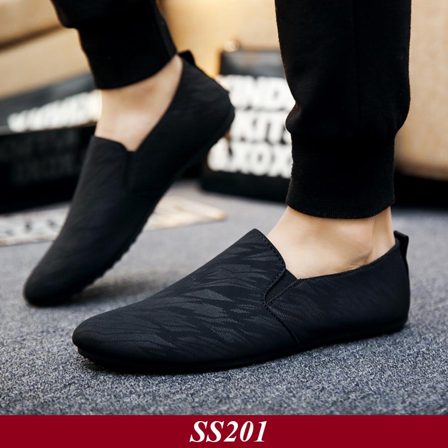 QUÀTẶNG TẤT LƯỜI KHỬ MÙI CAO CẤP - Giày Lười Nam Phong cách Hàn Quốc Màu Đen SS2011