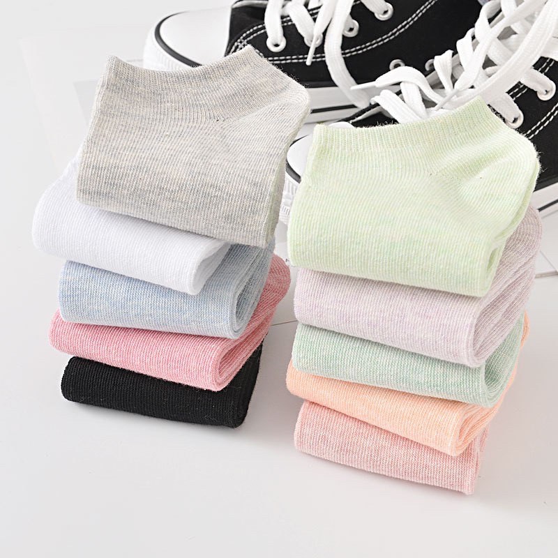 Tất vớ nữ ulzzang cotton trơn cổ ngắn mềm mại 88157
