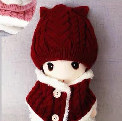 Set khăn mũ lót lông cho bé yêu - Set  Mũ và khăn lót lông mềm mịn siêu ấm cho ngày đai hàn Có cúc điều chỉnh tiện lợi