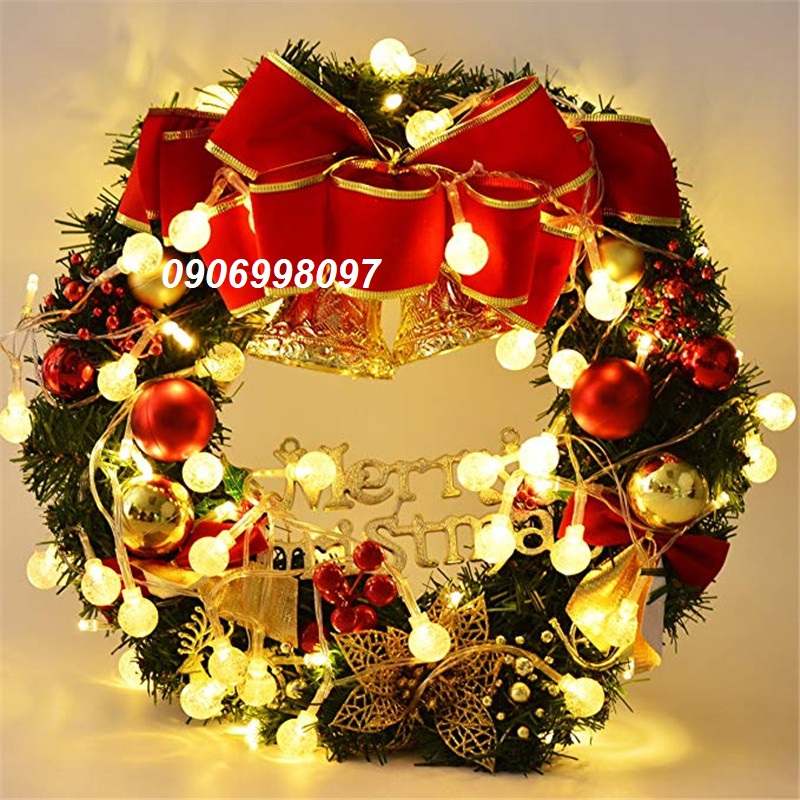 Dây Đèn Led Trang Trí Cherryball Bóng Tròn Nhiều Màu Và Vàng Nắng Dùng Pin 2A, Đèn Trang Trí Trong Nhà Ngoài Trời Cắm Trại Dã Ngoại, Đèn Decor Nhà Cửa Lễ Tết Giáng Sinh