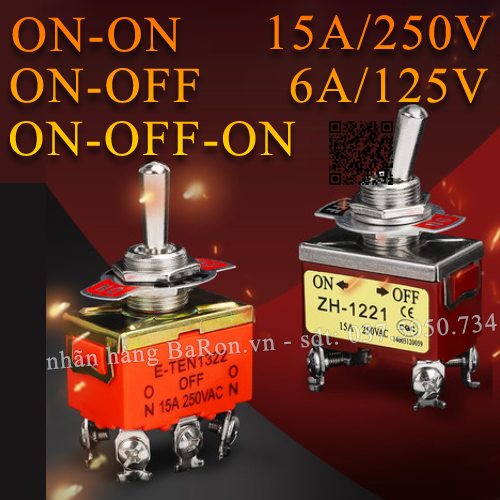 Công tắc gạt chống nước ON/OFF 15A/250V loại 2 chân - 3 chân (nhiều lựa chọn)