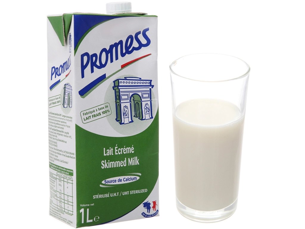 Sữa tươi Promess Không béo, không đường thùng 6 hộp 1L date mới nhất