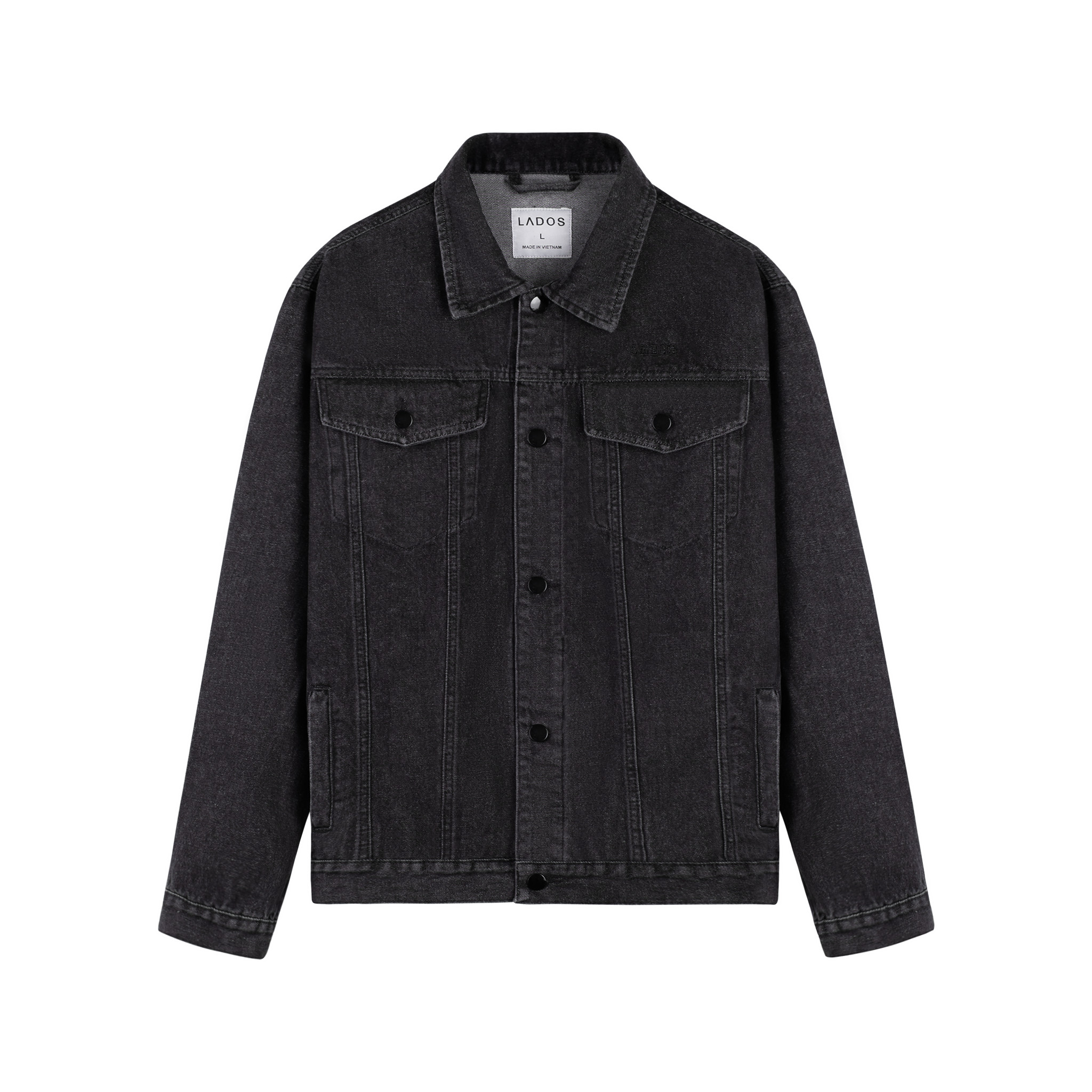 Áo khoác jean nam jacket đen túi hộp cao cấp LADOS-2088 dày dặn, phong cách