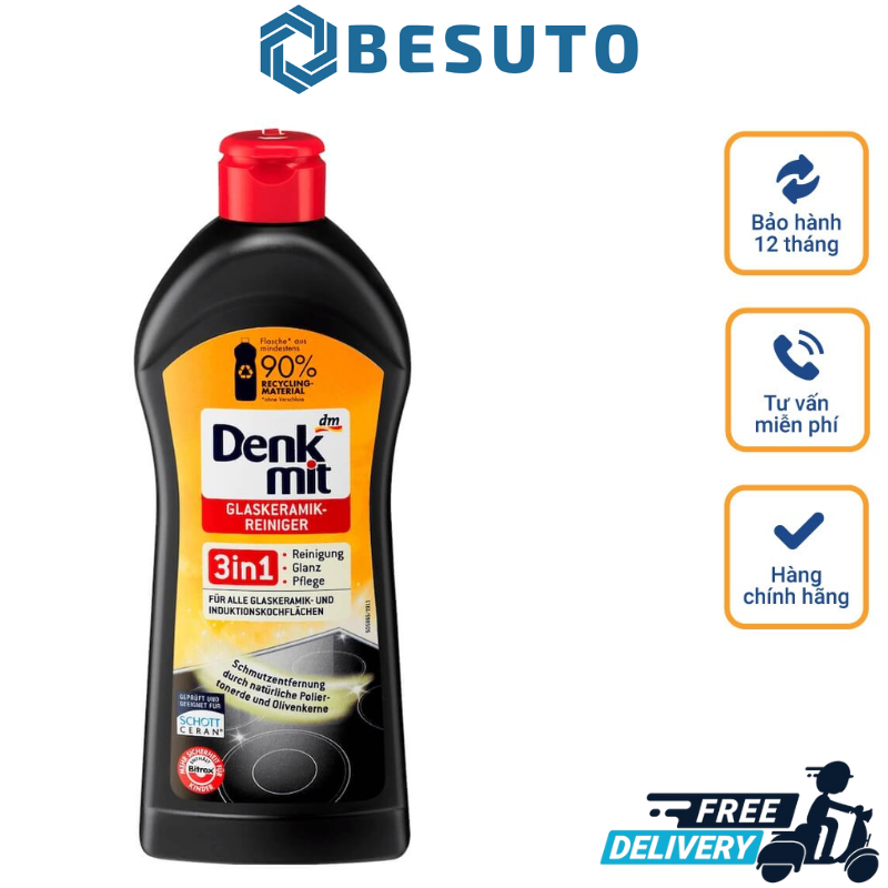 Dung dịch vệ sinh bếp từ denkmit 3in1, giúp làm sạch bếp hiệu quả, dung tích 300ml, nhập đức