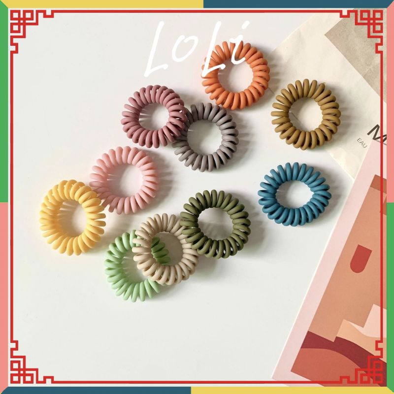 Dây cột tóc lò xo nhám, màu pastel xinh xắn cho nữ - loli