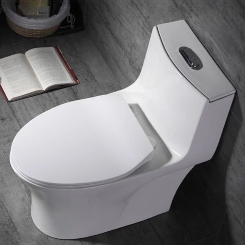 Bồn cầu 1 khối màu trắng nắp đóng êm, lực xả mạnh, mã K8019