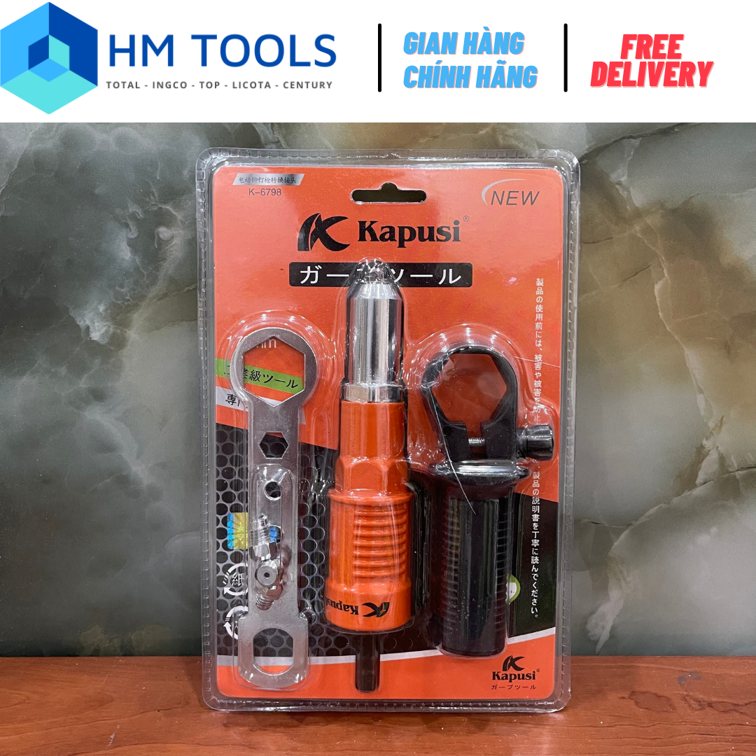 Đầu trợ lực rút tán đinh rive kapusi - gắn máy khoan - hàng chính hãng