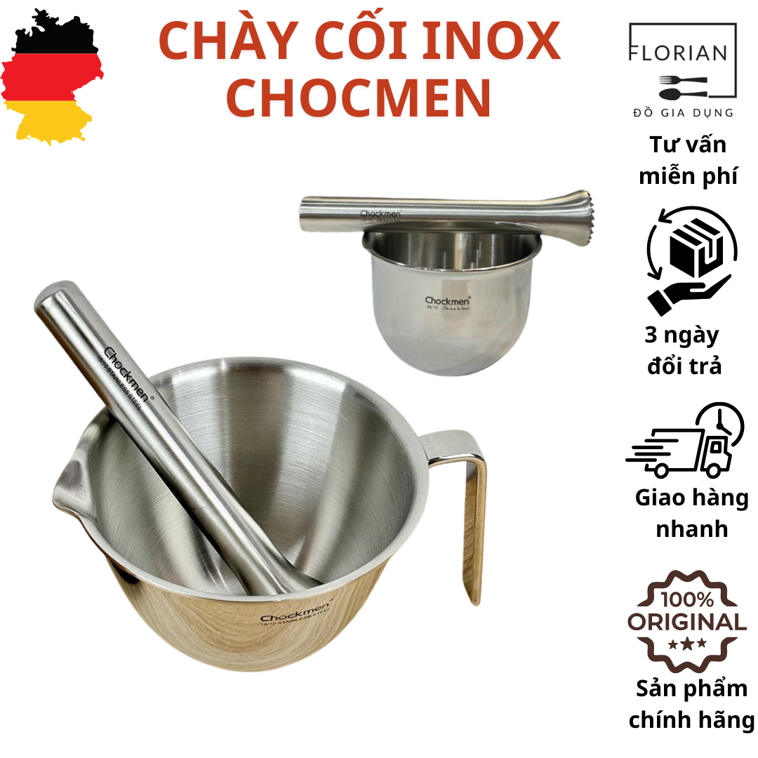 Chày cối inox CHOCKMEN bộ chày cối,bộ cối chày inox chày cối giã nghiềm gia vị cối chày gia vị