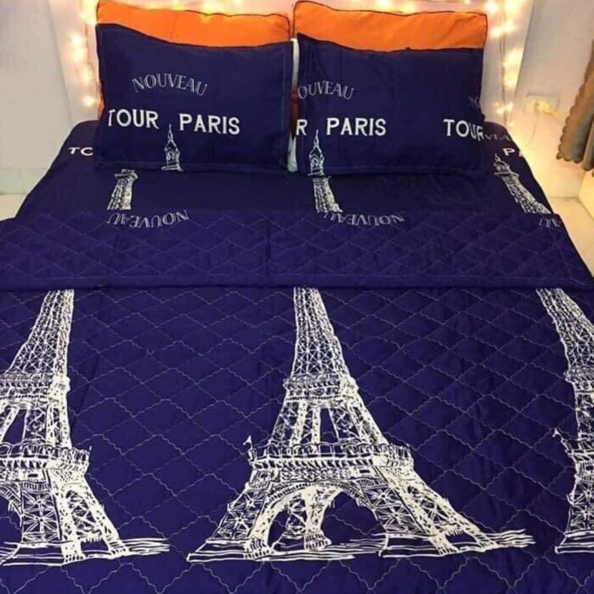 Bộ chăn ga gối trần bông paris + tặng vỏ ôm